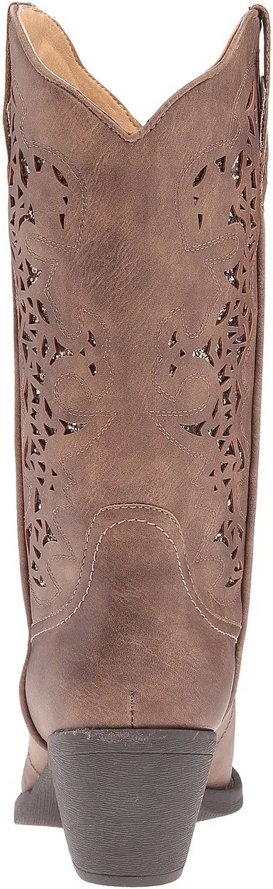 Alisa Roper Cowboy Boots in Brown Faux Leather