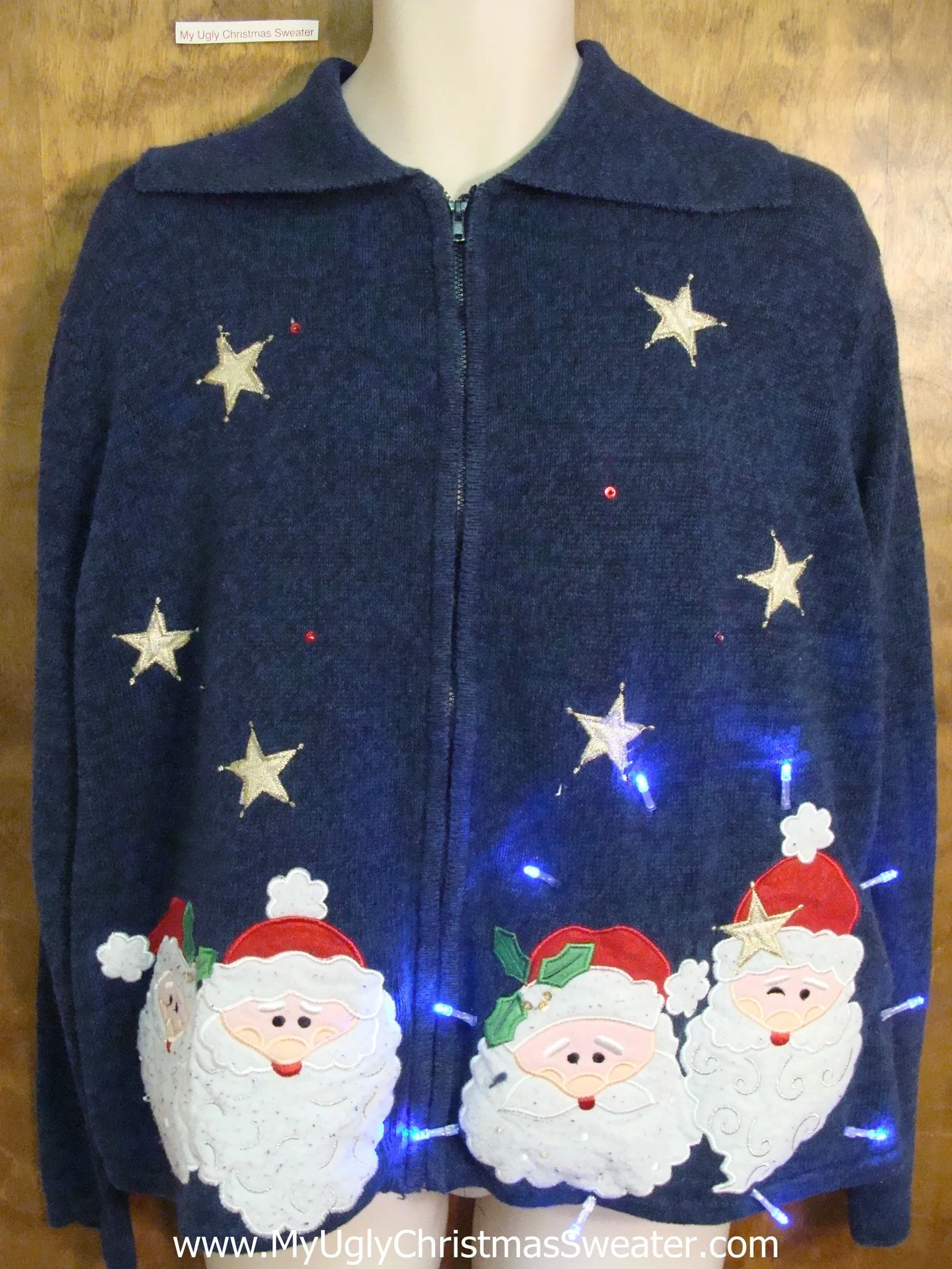 Santa Foursome Crazy Christmas Sweater with Lights