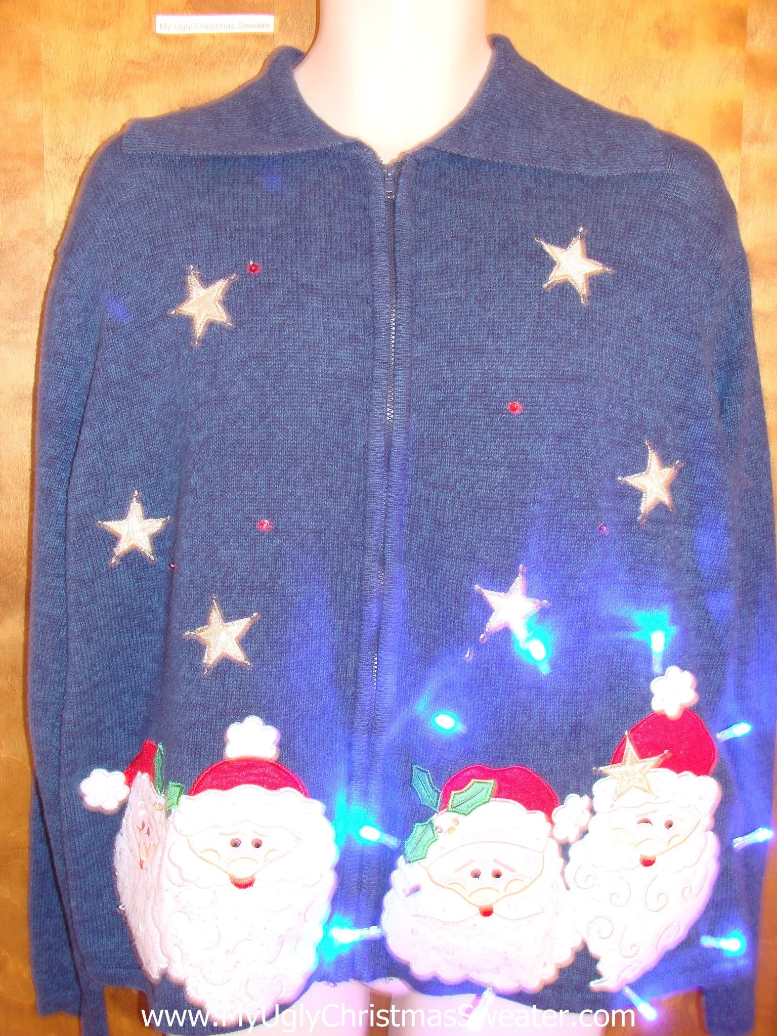 Santa Foursome Crazy Christmas Sweater with Lights