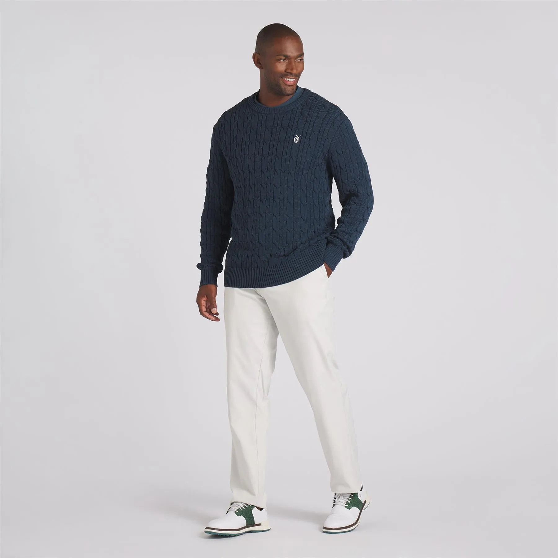 X QGC Cable Knit Sweater Dark Night - SS24