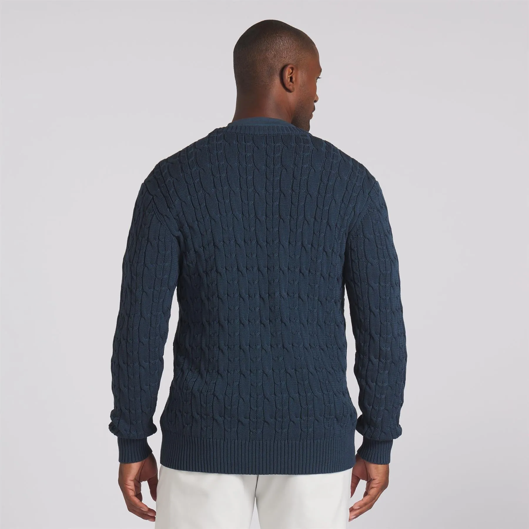 X QGC Cable Knit Sweater Dark Night - SS24